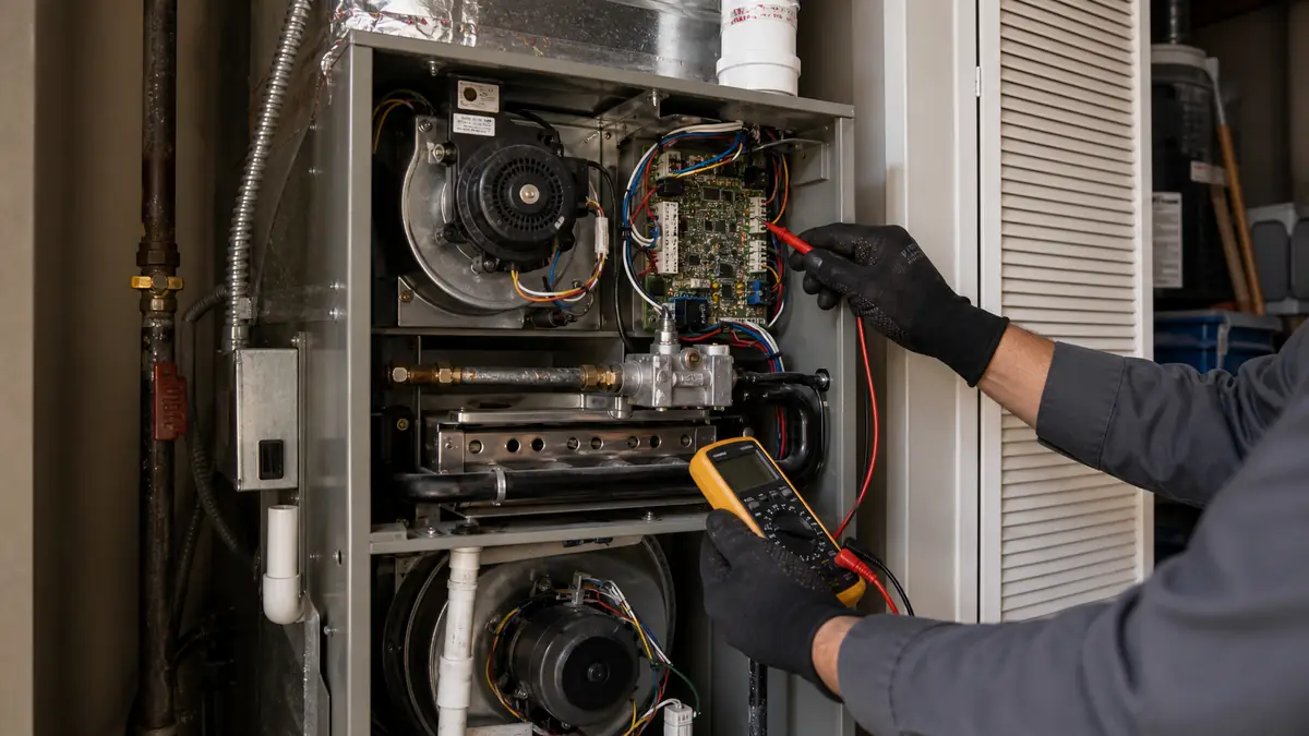 Trane gas furnace installed in a Pasadena home utility closet